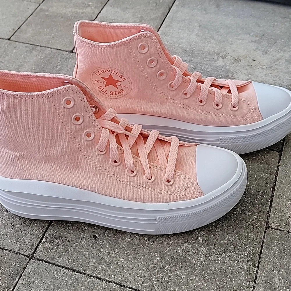 Converse Women's CTAS Move Hi Top Platform Sneakers Storm Pink & White Canvas W8 - Picture 3 of 8